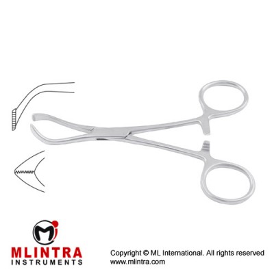 Lorna Towel Clamp Fine Serrated, Wide Jaw Stainless Steel, 9.5 cm - 3 3/4"
